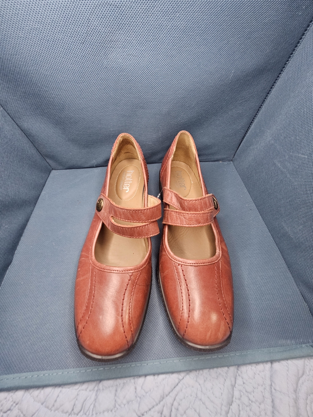 hotter Women's Tan Leather Mary Jane Flats